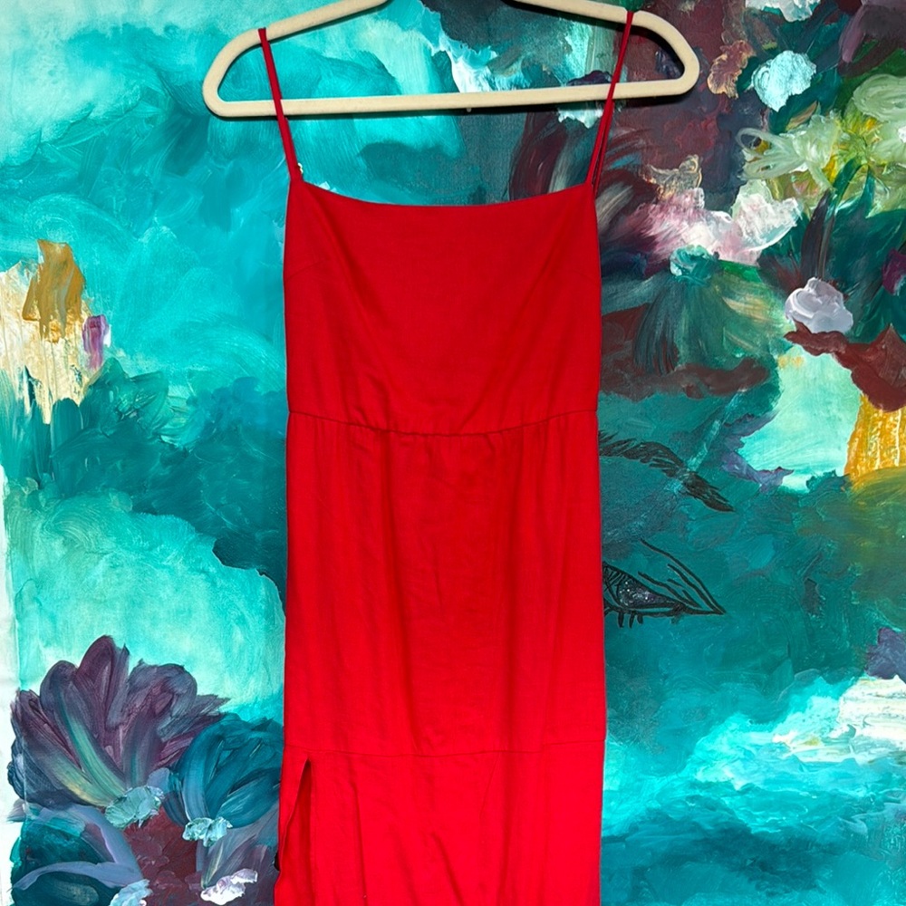 Chic Red Spaghetti Strap Dress